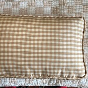 Gingham Pillow and Plush Blanket Set Tan Brown All Season Vintage Ethan Allen